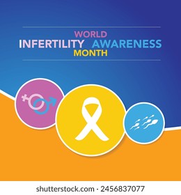 June is World Infertility Awareness Month vector. Pink and blue awareness ribbon with world map silhouette icon vector isolated on a white background. Fertility health design element. Important day
