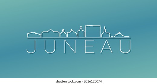 Juneau, AK, USA Skyline Linear Design. Flat City Illustration Minimal Clip Art. Background Gradient Travel Vector Icon.