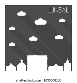 Juneau Alaska Skyline City Flat Silhouette Design Background