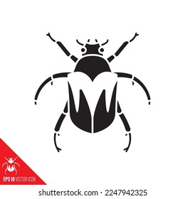 Icono de glifo vector del escarabajo de junio o Junebug. Símbolo nitida de Cotinis.