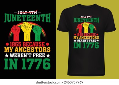 Juneteenth 1776, Happy Juneteenth day t shirt design vector, typography template. Celebrating Independence Day black freedom 1776 4th of July t shirt design. This design ready for POD, banner, etc.