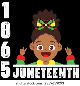 Juneteenth 1865 brown skin princess girl t-shirt design