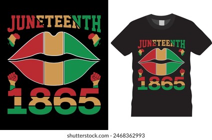 Juneteenth 1865 Freedom Day Typography Vector t shirt design illustrator. Typography t-shirt design. Typography apparel. Print template for t-shirt. 