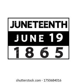 Juneteenth 1865 June 19 banner, poster, t-shirt design, card, festive sticker.  American holiday Freedom for black people (Jubilee, Cel-Liberation) Day concept. Modern vintage vector lettering. 