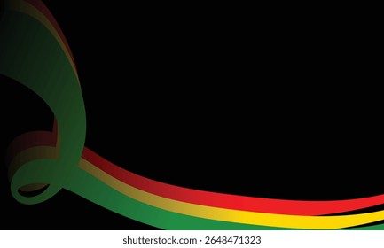Juneteenth Abstract Ribbon Background — Vector Freedom Day Design with Red, Black, and Green Stripes