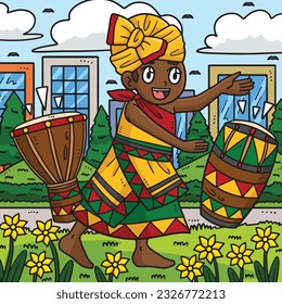 Juneteenth African American Girl Dancing Colored 