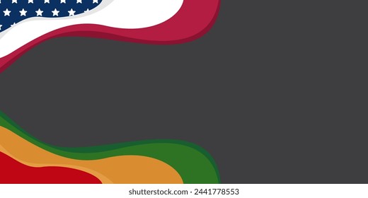 Fondo de la bandera americana de Juneteenth con área de espacio de copia. vector de diseño para banner, cartel, redes sociales, tarjeta de felicitación.