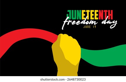 Juneteenth Background Black Fist Red Green Ribbon Freedom

