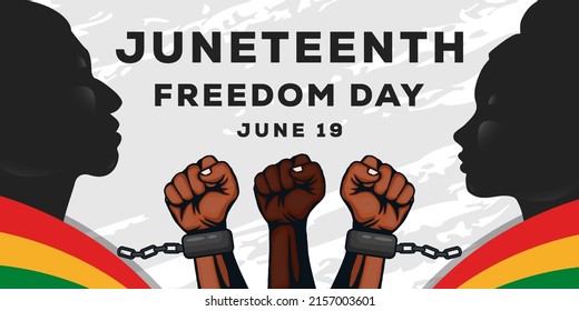 Juneteenth Background With Two Silhouette African People And Hands