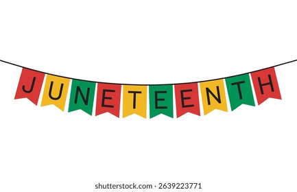 Juneteenth Banner Flag Decoration, Red, Yellow, Green Design, vector illustration
