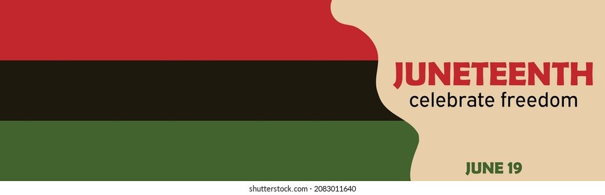 Juneteenth banner - Juneteenth National Independence Day, African American culture celebration. Vector illustration with bendera Pan African flag.