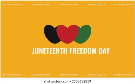 juneteenth banner poster, heart shape, juneteenth freedom day, African flag color, minimalist vector art background