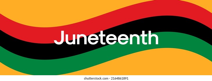 Juneteenth Banner Vector Illustration. Juneteenth Emancipation Day Web Banner Design with Pan-African Flag Stripes On Orange Background. Vector Banner for Juneteenth Freedom Day June 19th