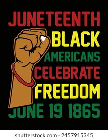 Juneteenth Black Americans Celebrate Freedom June 19 1865  Happy Juneteenth Day shirt print template typography design for art