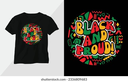 Juneteenth - Black History in African theme color with groovy style design for t-shirt 