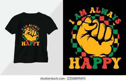 Juneteenth - Black History in African theme color with groovy style design for t-shirt 