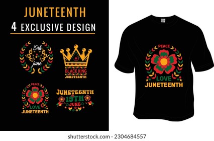 Juneteenth, Black History Month, black freedom T-shirt Design Bundle.Ready to print for apparel, poster, and illustration. Modern, simple, lettering.

