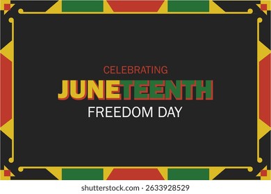 Juneteenth Black Independence Day Banner with African Motif. Colorful Juneteenth banner with traditional African motifs, celebrating Black liberation and historical emancipation in the United States.