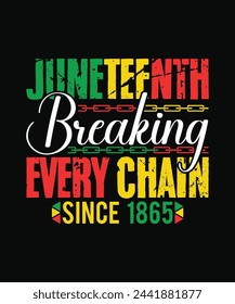 Juneteenth breaking every chain since 1865 t shirt design, juneteenth t shirt design