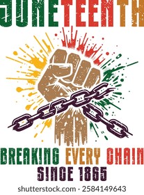  Juneteenth Breaking Every Chain Since 1865  design - Black History T-shirt Design, Black History PNG DXF EPS, Black History Quotes design, African American t-shirt design, Black History bundle