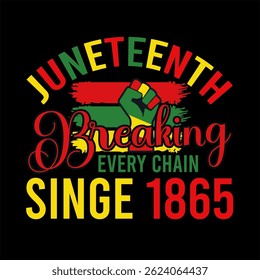 Juneteenth  Breaking Every Chain singe 1865  vector typography Juneteenth t-shirt design


