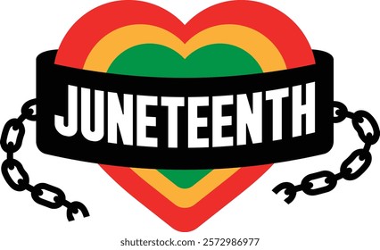 Juneteenth Broken Chains Cartoon Colored Clipart 