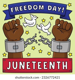  Juneteenth Broken Chains Freedom Day Colored 