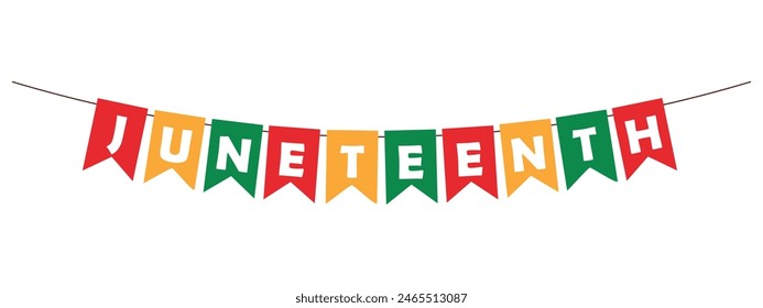 Juneteenth bunting garland, hanging decorative pennants, vector design element