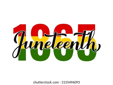 Grabado de caligrafía de junio. Día de la Emancipación de la Fiesta Africana Americana el 19 de junio de 1865. Plantilla vectorial para tipografía afiche, pancarta, postal, pegatina, etc.