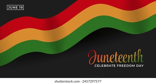 Juneteenth Celebrate Freedom Day With Flag Banner Background.
