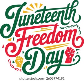 Juneteenth, Celebrate Freedom Day Handwritten Lettering. Typography Design for Greeting Card, Poster, Banner