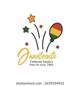 Juneteenth Celebration Balloons and Flag Vector Illustration