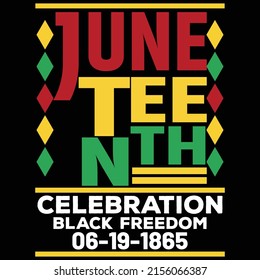 Juneteenth celebration black freedom 06-19-1865,  Happy Juneteenth Independence Day shirt print template typography design for vector file.