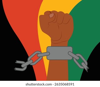 Juneteenth celebration with hands and chains illustration. Celebration of Black History Month