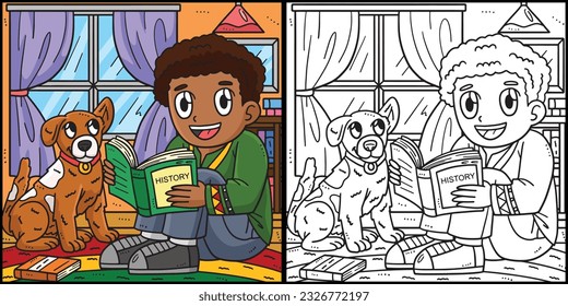 Juneteenth Child Reading Coloring Illustration