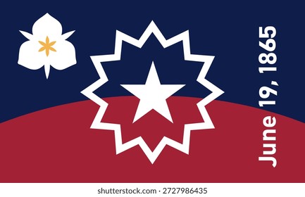 Ilustração vetorial da bandeira da cidade de Juneteenth. Bandeira de celebração de Salt Lake City 1865, salt Lake County, Utah state, United States of America, símbolo da cidade dos EUA. Sticker Salt Lake banner emblema da cidade.