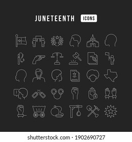 Juneteenth. Collection of perfectly thin icons for web design, app, and the most modern projects. The kit of signs for category Holidays.