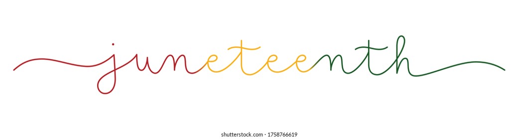 JUNETEENTH colorful vector monoline calligraphy banner with swashes