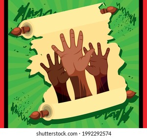 juneteenth dark skinned hands parchment