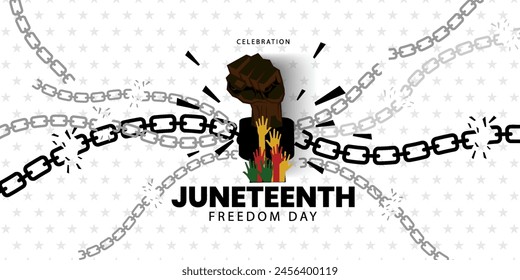 Juneteenth Day, African-American Independence Day, June 19. Juneteenth Celebrate Black Freedom. Juneteenth Freedom Day Background Design. Banner, Poster, Greeting Card. vector illustration.