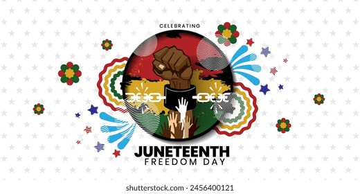 Juneteenth Day, African-American Independence Day, June 19. Juneteenth Celebrate Black Freedom. Juneteenth Freedom Day Background Design. Banner, Poster, Greeting Card. vector illustration.