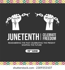 Juneteenth Day, celebration freedom, emancipation day in 19 june, African-American history and heritage.