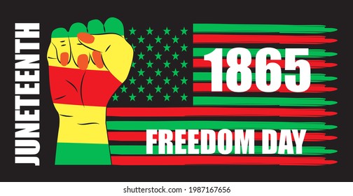 Juneteenth Day concept vector poster, banner, web, app. Freedom day, . American social event is celebrated in June 19th. Afro-american heritage month. Fighting for black rights illustration.