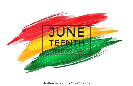 Juneteenth day of freedom from slavery. Paint strokes in the colors of the African flag. June 19, 1865. Banner. Vector stock illustration.