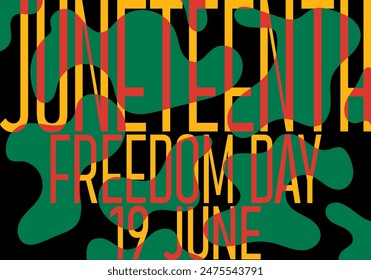 Juneteenth Day, pan-african flag, celebration freedom, emancipation day in 19 june, African-American history and heritage. Poster, banner, background. Vector illustration, EPS 10