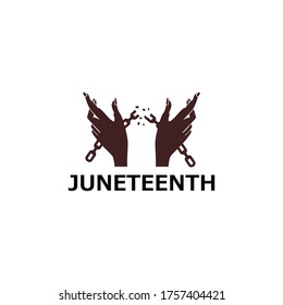 Juneteenth day with two hands removing the chain