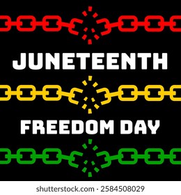 Juneteenth day vector. Juneteenth Independence Day. Freedom. Annual American holiday. June 19 event. Red green yellow chain. African america poster or web purpose