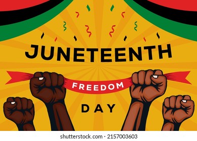 Juneteenth Design Background Illustration With Strong Fist Hands