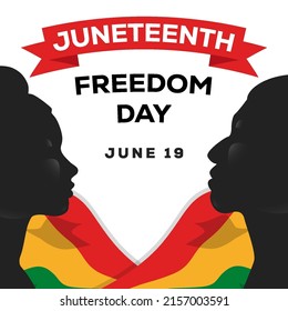 juneteenth design illustration with silhouette african woman and african man