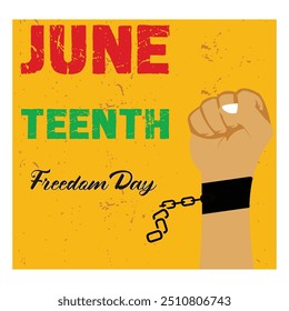 Juneteenth Emanzipation Day, Fist erhöhen die Zerreißkette.  Flache, moderne Vektorgrafik 